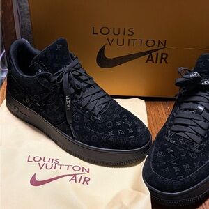 Louis Vuitton Black Monogram Suede Sneakers